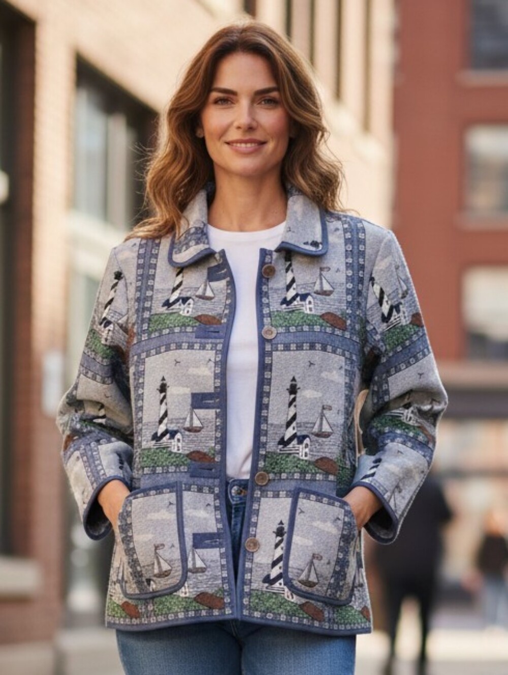 Blair Coastal Patchwork Button-Up Jacket